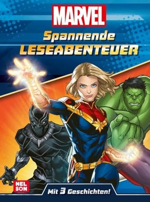 Marvel: Spannende Leseabenteuer - Mit 3 coolen Geschichten | Alles über Captain Marvel, Hulk und Black Panther in kurzen Geschichten mit wenig Text für fortgeschrittene Leseanfänger*innen ab 6 Jahren. Nelson Verlag, 2024.