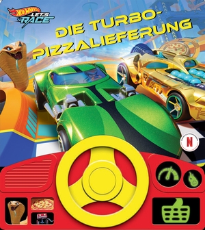 Phoenix International Publications Germany GmbH (Hrsg.). Hot Wheels Let's Race - Die Turbo-Pizzalieferung - Soundbuch - Pappbilderbuch mit beweglichem Lenkrad und 8 spannenden Geräuschen für Kinder ab 3 Jahren. Phoenix Int Publications, 2026.