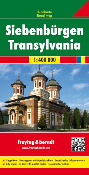 Siebenbürgen 1 : 400 000 Autokarte - Autokarte mit touristischen Informationen, Ortsregister, Cityplänen. Freytag + Berndt, 2017.