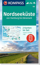KOMPASS Wanderkarten-Set 723 Nordseeküste von Hamburg bis Dänemark (2 Karten) 1:50.000