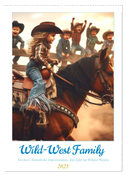 Wild-West Family - Yee-haw! Künstliche Impressionen: Ein Jahr im Wilden Westen (Wandkalender 2025 DIN A2 hoch), CALVENDO Monatskalender