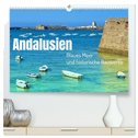 Andalusien, blaues Meer und historische Bauwerke (hochwertiger Premium Wandkalender 2025 DIN A2 quer), Kunstdruck in Hochglanz