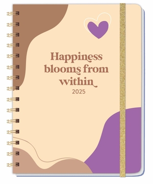 |Heye (Hrsg.). Happiness blooms from within Spiral-Kalenderbuch A5 2025 - Taschenkalender 2025 mit Spiralbindung und viel Platz für Termine. Praktischer Buch-Kalender. Mit Gummiband und Stickerbögen.. Heye, 2024.