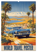 World Travel Poster - nostalgische Reise um die Welt (Wandkalender 2025 DIN A2 hoch), CALVENDO Monatskalender
