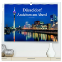 Düsseldorf - Ansichten am Abend (hochwertiger Premium Wandkalender 2025 DIN A2 quer), Kunstdruck in Hochglanz