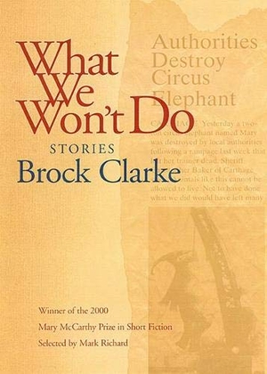 Clarke, Brock. What We Won't Do - Stories. Sarabande Books, 2002.