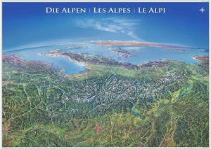Panoramakarte Alpen - Poster, ca. 95 x 133 cm. Interkart Verlag, 2016.