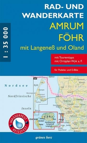 Rad- und Wanderkarte Amrum, Föhr mit Langeneß und Oland 1:30 000. Verlag grünes Herz, 2020.