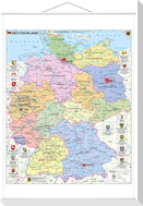 Deutschland politisch mit Wappen 1 : 700.000. Wandkarte mit Metallbeleistung