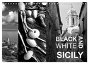 Black and White Sicily (Wall Calendar 2024 DIN A4 landscape), CALVENDO 12 Month Wall Calendar