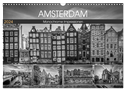 AMSTERDAM Monochrome Impressionen (Wandkalender 2024 DIN A3 quer), CALVENDO Monatskalender