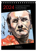 Unvergessene Rennfahrer aus dem Motorsport, 12 Portrait-Gemälde (Tischkalender 2024 DIN A5 hoch), CALVENDO Monatskalender