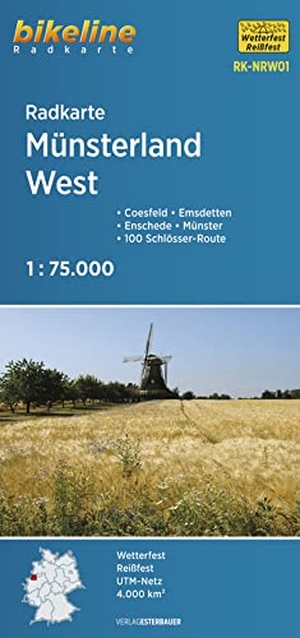 Verlag, Esterbauer (Hrsg.). Radkarte Münsterland West (RK-NRW01) - Coesfeld - Emsdetten - Enschede - Münster - 100 Schlösser-Route, 1:75.000, wetterfest/reißfest, GPS-tauglich mit UTM-Netz. Esterbauer GmbH, 2022.