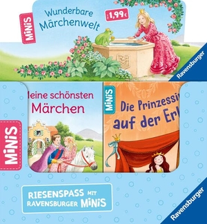 Verkaufs-Kassette "Ravensburger Minis 22 - Märchenwelt" - Meine schönsten Märchen / Die Prinzessin auf der Erbse / Das hässliche Entlein / Mein Märchen-Malbuch. Ravensburger Verlag, 2023.