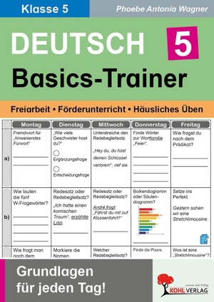 Wagner, Phoebe Antonia. Deutsch-Basics-Trainer / Klasse 5 - Grundlagen für jeden Tag im 5. Schuljahr. Kohl Verlag, 2026.