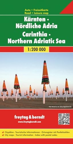 Kärnten - Nördliche Adria 1 : 200 000 - Citypläne / Touristische Informationen / Ortsregister mit Postleitzahlen. Freytag + Berndt, 2020.