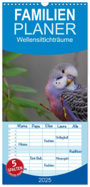 Familienplaner 2025 - Wellensittichträume - Der neue Wellensittich-Naturkalender mit 5 Spalten (Wandkalender, 21 x 45 cm) CALVENDO