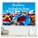 Meditative farbenfrohe Steine (hochwertiger Premium Wandkalender 2024 DIN A2 quer), Kunstdruck in Hochglanz