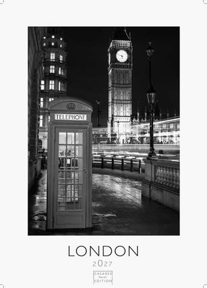 London schwarz-weiss Kalender 2027 - Wandkalender | Fotokalender England 29x21cm -| Perfekt für Liebhaber London & Geschenkidee. Casares Fine Art Edition, 2026.