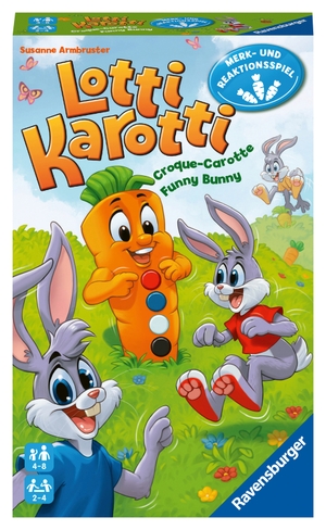Armbruster, Susanne. Ravensburger 20961 - Lotti Karotti, Mitbringspiel für 2-4 Spieler, ab 4 Jahren, kompaktes Format, Reisespiel, Hasenspiel - Das Merk- und Reaktionsspiel. Ravensburger Spieleverlag, 2023.