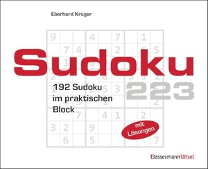 Krüger, Eberhard. Sudokublock 223 (5 Exemplare à 2,99 EUR) - 192 Sudoku im praktischen Block. Bassermann, Edition, 2024.