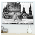 Dresden Faszination Schwarz Weiss (hochwertiger Premium Wandkalender 2024 DIN A2 quer), Kunstdruck in Hochglanz