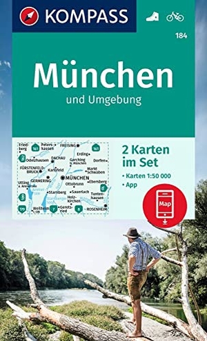 KOMPASS Wanderkarten-Set 184 München und Umgebung (2 Karten) 1:50.000 - markierte Wanderwege, Fahrradwege, Skitouren, Langlaufen. Kompass Karten GmbH, 2022.