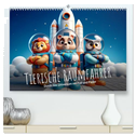 Tierische Raumfahrer: Durch das Universum mit Fell und Feder (hochwertiger Premium Wandkalender 2025 DIN A2 quer), Kunstdruck in Hochglanz