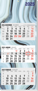 3-Monatskalender Design 2025 - Büro-Kalender 33x20 cm (geschlossen), 33x80 cm (geöffnet) - faltbar - mit Datumsschieber - Alpha Edition