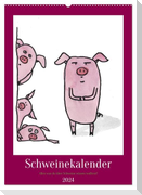 Schweinekalender - Alles was du über Schweine wissen wolltest! (Wandkalender 2024 DIN A2 hoch), CALVENDO Monatskalender