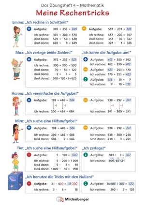 Simon, Nina / Simon, Hendrik et al. Das Übungsheft Mathematik 4 - Überarbeitete Neuauflage - Poster Meine Rechentricks. Mildenberger Verlag GmbH, 2024.