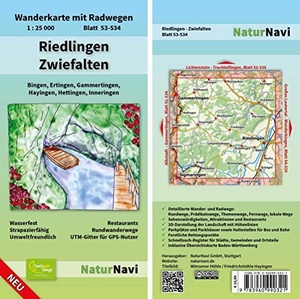 Riedlingen - Zwiefalten - Wanderkarte mit Radwegen, Blatt 53-534, 1 : 25 000, Bingen, Ertingen, Gammertingen, Hayingen, Hettingen, Inneringen. Natur Navi GmbH, 2022.