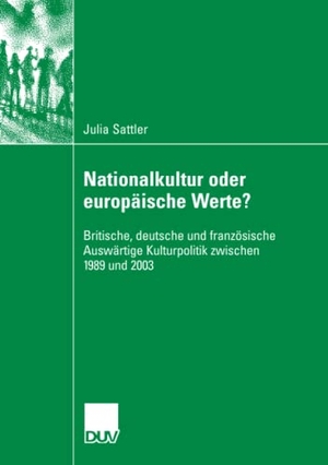 Sattler, Julia. Nationalkultur oder europäische Werte? - Britische, deutsche und französische Auswärtige Kulturpolitik zwischen 1989 und 2003. Deutscher Universitätsverlag, 2007.