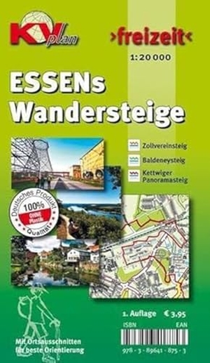 Tacken, Sascha René. ESSENs Wandersteige, KVplan, Wanderkarte/Zollvereinsteig/Baldeneysteig/Kettwiger Panoramasteig, 1:20.000 - KVplan, Wanderkarte/Zollvereinsteig/Baldeneysteig/Kettwiger Panoramasteig, 1:20.000. KommunalVerlag Tacken e.K, 2022.