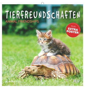 Neumann Verlage GmbH & Co KG (Hrsg.). Tierfreundschaften 2027 - Wandkalender 30x30 cm (30x60 cm geöffnet) mit Notizkalendarium, 12 Tierfotos und Extra Poster. Neumann Verlage GmbH & Co, 2026.