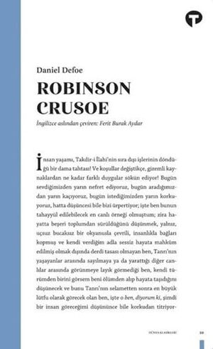 Defoe, Daniel. Robinson Crusoe. Turkuvaz Kitap, 2019.
