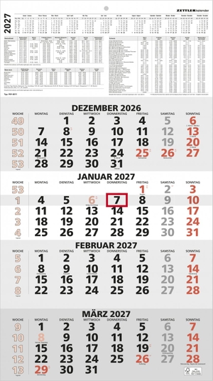 Neumann Verlage GmbH & Co KG (Hrsg.). 4-Monatskalender rot 2027. Neumann Verlage GmbH & Co, 2026.