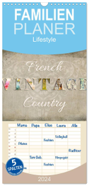 Familienplaner 2024 - French Vintage Country mit 5 Spalten (Wandkalender, 21 x 45 cm) CALVENDO