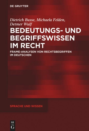 Busse, Dietrich / Wulf, Detmer et al. Bedeutungs- und Begriffswissen im Recht - Frame-Analysen von Rechtsbegriffen im Deutschen. De Gruyter, 2018.