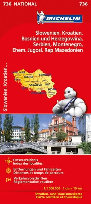 Michelin (Hrsg.). Michelin Slowenien  Kroatien Bosnien und Herzegowina Serbien Montenegro Ehem. Jugosl. Rep Mazedonien 1 : 1 000 000 - Straßen- und Tourismuskarte. Michelin Editions, 2017.