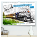 Eisenbahn Kreativ Ausmalkalender und Planer für Kinden (hochwertiger Premium Wandkalender 2024 DIN A2 quer), Kunstdruck in Hochglanz