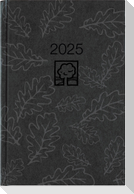 Buchkalender schwarz 2025 - Bürokalender 14,5x21 cm - 1 Tag auf 1 Seite - Kartoneinband, Recyclingpapier - Stundeneinteilung 7 - 19 Uhr - 876-0721