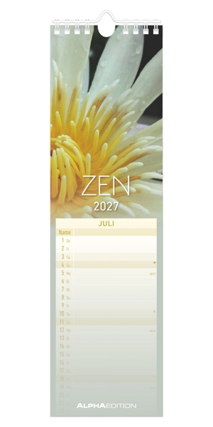 Neumann Verlage GmbH & Co KG (Hrsg.). Streifenplaner Mini Zen 2027 - Streifenplaner Mini Zen 2027 - schmaler Wandkalender 9,5x33 cm mit farblich markierten Wochenenden, Feiertagen & Mondphasen, ideal für Haushalt, Familie & Büro. Neumann Verlage GmbH & Co, 2026.