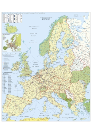 Stiefel, Heinrich. Europa-Eisenbahn-Fähren - Wandkarte / Poster. Stiefel Eurocart GmbH, 2024.