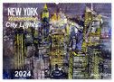 New York Watercolor Citylights (Wandkalender 2024 DIN A2 quer), CALVENDO Monatskalender