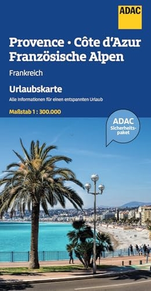 ADAC Urlaubskarte Provence, Französiche Alpen, Cote d'Azur 1:300.000 - Straßenkarte und Autokarte. ADAC, 2026.