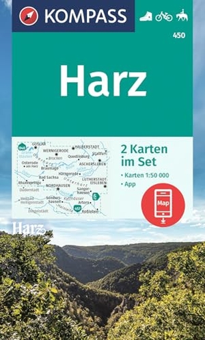 KOMPASS Wanderkarten-Set 450 Harz (2 Karten) 1:50.000 - inklusive Karte zur offline Verwendung in der KOMPASS-App. Fahrradfahren. Reiten. Kompass Karten GmbH, 2023.