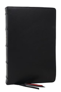 NKJV Bible: Single-Column Verse-By-Verse W/ 72,000 Cross-References, Black Goatskin Leather, Premier Collection, Comfort Print: New King James Version