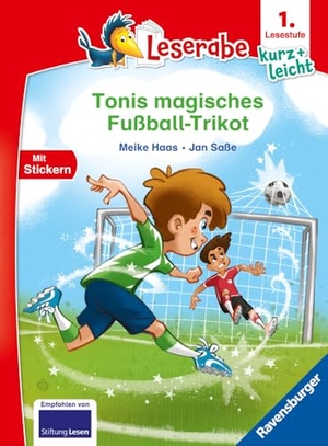 Haas, Meike. Leserabe 1. Lesestufe Kurz und leicht - Tonis magisches Fußball-Trikot. Ravensburger Verlag, 2025.