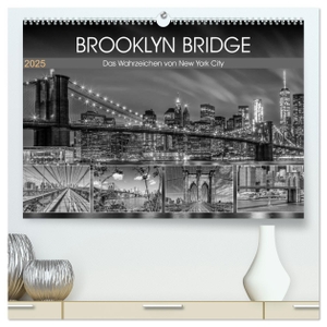 Viola, Melanie. BROOKLYN BRIDGE Das Wahrzeichen von New York City (hochwertiger Premium Wandkalender 2025 DIN A2 quer), Kunstdruck in Hochglanz - Brücke aus verschiedenen Perspektiven. Calvendo, 2024.